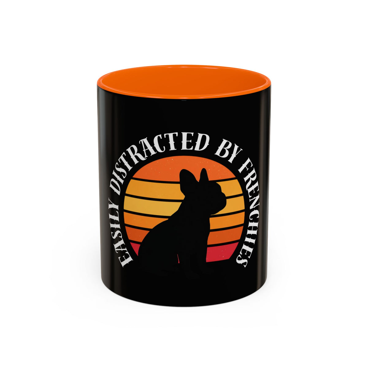 Easily Distracted By Frenchies Retro Sunset Coffee Mug - Funny Dog Lover Gift