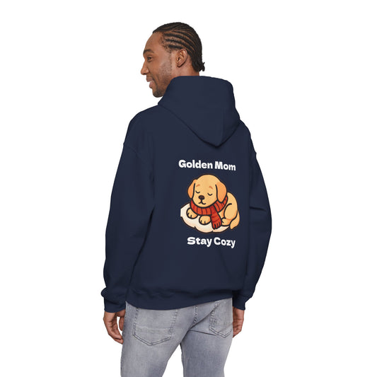 Golden Mom "Stay Cozy" Hoodie | Aesthetic Back & Chest Print Golden Retriever Sweatshirt