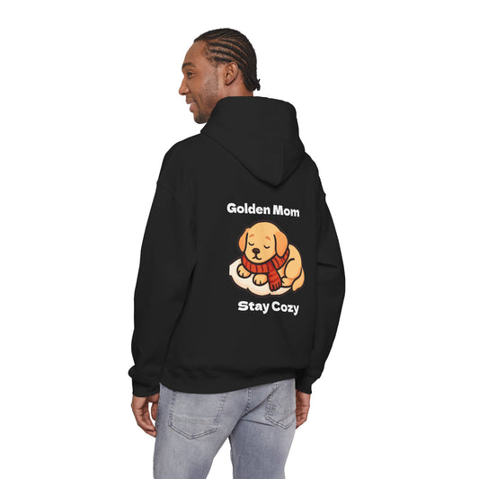 Golden Mom "Stay Cozy" Hoodie | Aesthetic Back & Chest Print Golden Retriever Sweatshirt