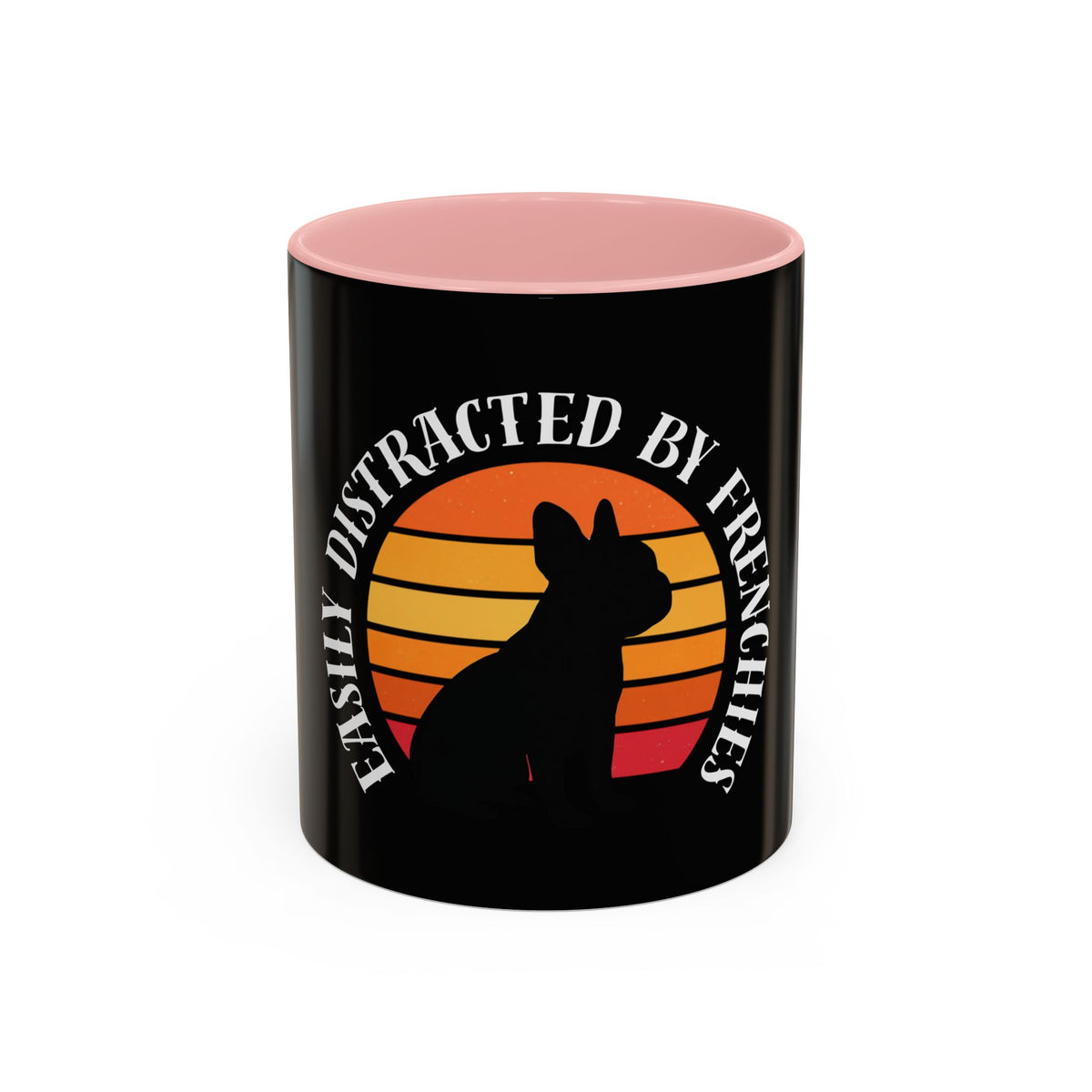 Easily Distracted By Frenchies Retro Sunset Coffee Mug - Funny Dog Lover Gift