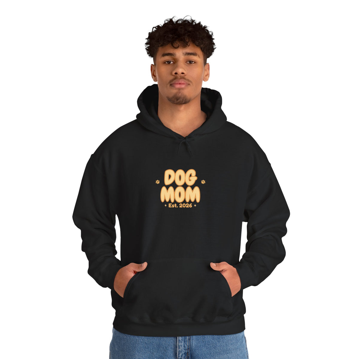 Dog Mom Est. 2026 Retro Wavy Hoodie - Cozy Dog Lover Sweatshirt