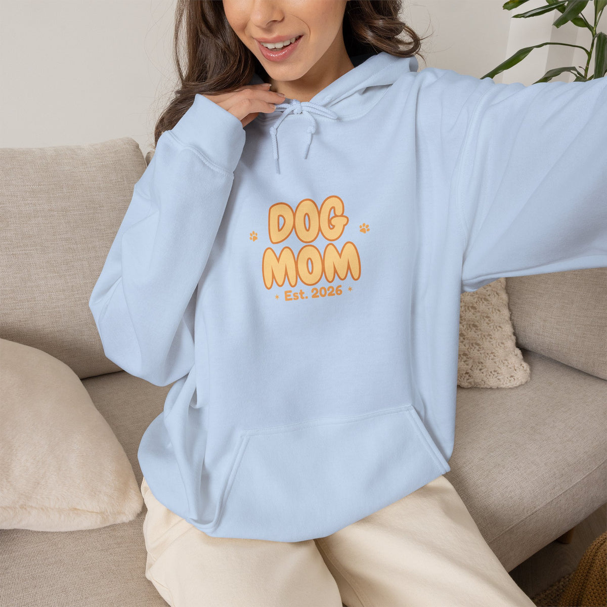Dog Mom Est. 2026 Retro Wavy Hoodie - Cozy Dog Lover Sweatshirt