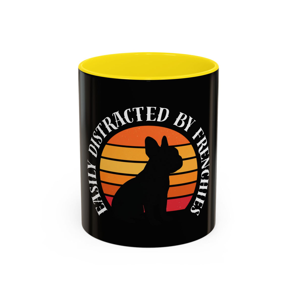 Easily Distracted By Frenchies Retro Sunset Coffee Mug - Funny Dog Lover Gift