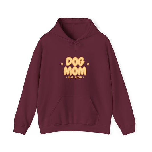 Dog Mom Est. 2026 Retro Wavy Hoodie - Cozy Dog Lover Sweatshirt