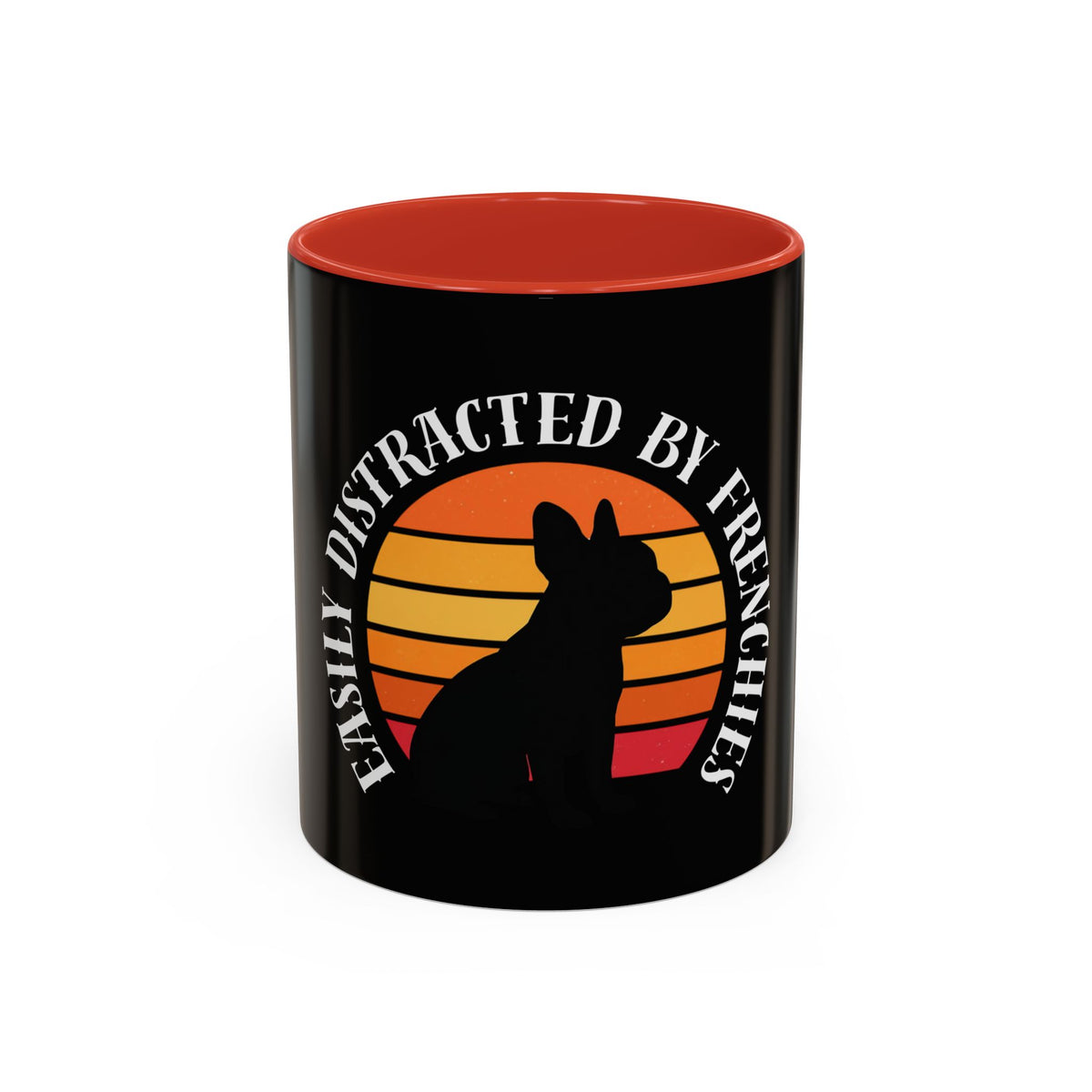 Easily Distracted By Frenchies Retro Sunset Coffee Mug - Funny Dog Lover Gift