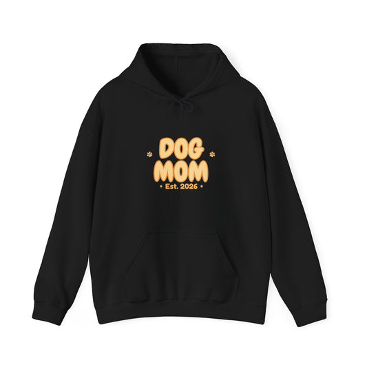 Dog Mom Est. 2026 Retro Wavy Hoodie - Cozy Dog Lover Sweatshirt