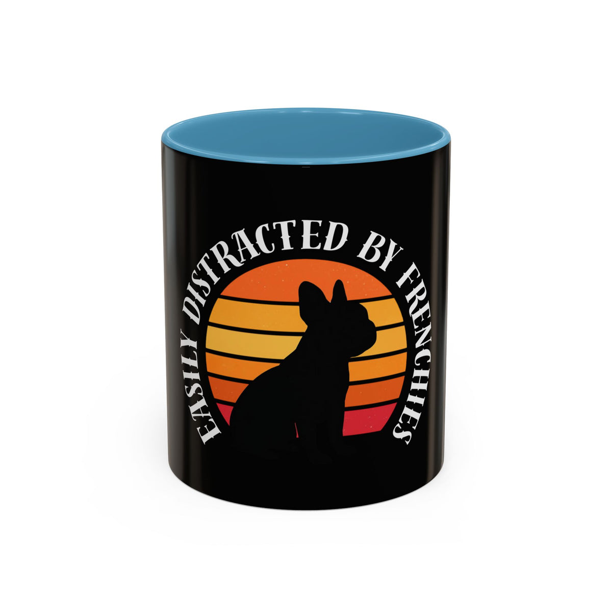 Easily Distracted By Frenchies Retro Sunset Coffee Mug - Funny Dog Lover Gift