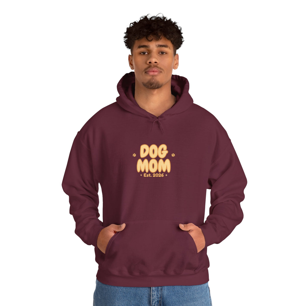 Dog Mom Est. 2026 Retro Wavy Hoodie - Cozy Dog Lover Sweatshirt