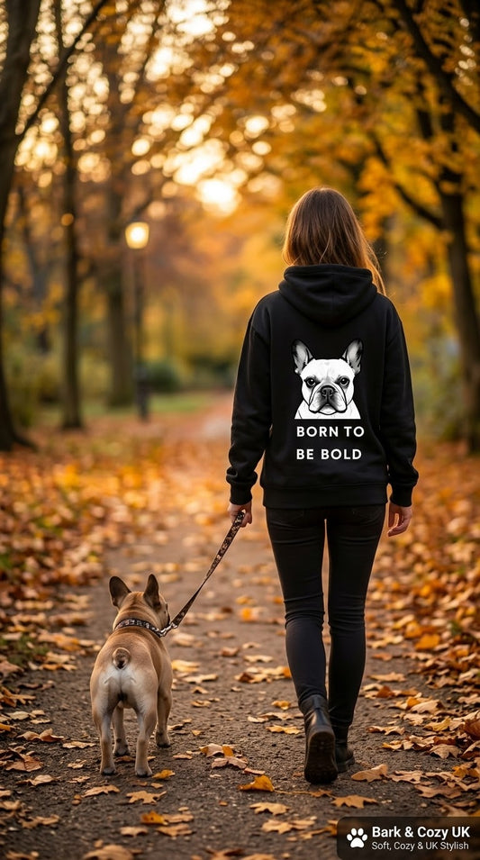 French Bulldog "Born to Be Bold" Hoodie | Aesthetic Frenchie Back Print Sweatshirt
